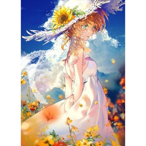 5D DIY diamond painting Anime Girl Sunflower Full Drill Embroidery Cross Stitch Mosaic Craft Kits Home Decor new year Christmas