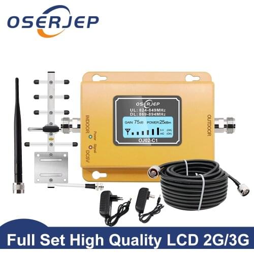Band5 850 Repeater GSM CDMA 70dB 850MHz 2G 3G 4G Mobile Phone Repeater kit Cell Signal Booster Amplifier+ Indoor Outdoor Antenna