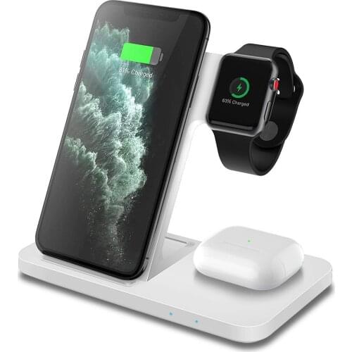 3 in 1 15W Fast Qi Wireless Charger For iPhone 12 11 XS XR X 8 Dock Station For Apple Watch 5 4 3 2 Airpods Pro Charging Stand