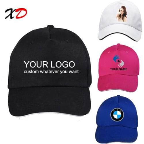 Custom baseball cap 100% cotton print logo text photo embroidery casual solid hats black color cap Snapback adjust male female