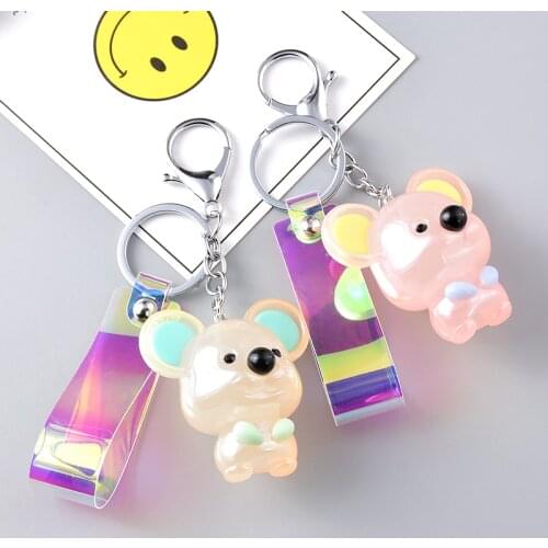 Cute Cartoon Koala Bear Keychain 4color Creative PVC KeyChain Bag Ornaments Key Ring Pendant Girls Kids Couples Gifts Wholesale