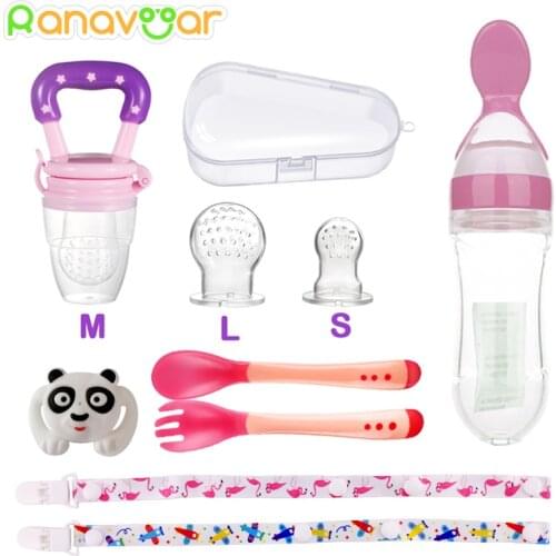 10 In 1 Combo Baby Pacifier Nipple Food Fruit Milk Feeding Bottles With PP Box Nibbler Learn Chewing Straw Handle Teething
