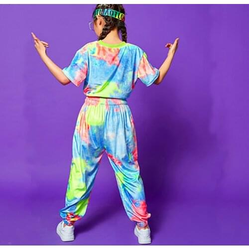 Children Street Dance Group Costumes Fashion Jazz Dancing Clothes For Kids Short Sleeves +Long Pants Suit Street DanceWear