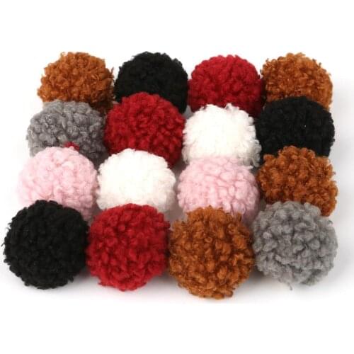 Dia 2.5cm 6Pcs Lamb cashmere Fur pom pom pompoms ball Pendant Fabric Sewing Supplies Craft For Garment Hat Clothing Decoration