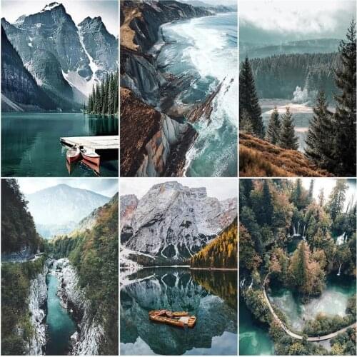 GATYZTORY Painting By Number Lakes Landscape Drawing On Canvas HandPainted Paint Art Gift DIY Pictures By Number Home Decoration