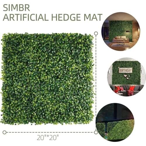2PCS Artificial Boxwood Panels Privacy Fence Screen Protected Grass Wall Outdoor Indoor Topiary Hedge Plant 20 X 20 Inch