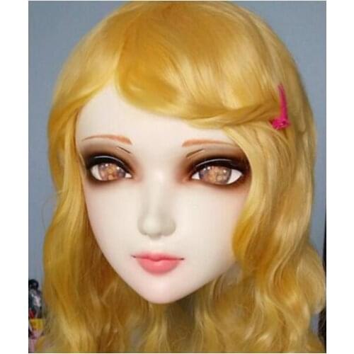 Kig14)Gurglelove Female Sweet Girl Resin Half Head Kigurumi BJD Mask Cosplay Japanese Anime Role Lolita Mask Crossdress Doll