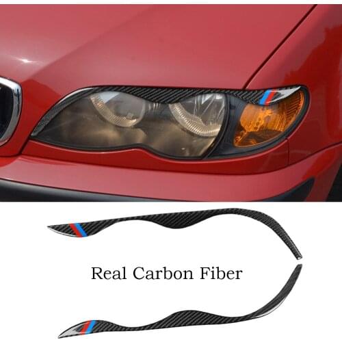 Carbon Fiber Headlight Eyelids Eyebtrow Cover Kit For BMW 3 Series E46 1998-2005