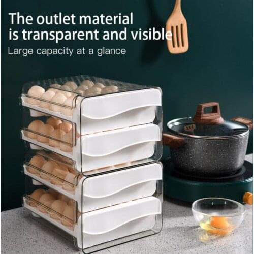 Egg Storage Box Egg Tray Containers Kitchen Refrigerator Eggs Transparent Dispenser Fresh Preservation Home Organizer Cocina