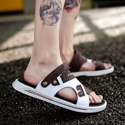 Cuir work erkek slide sandal rasteira heren man para beach roman uomo hombre shoes transpirables outdoor classic verano de ete