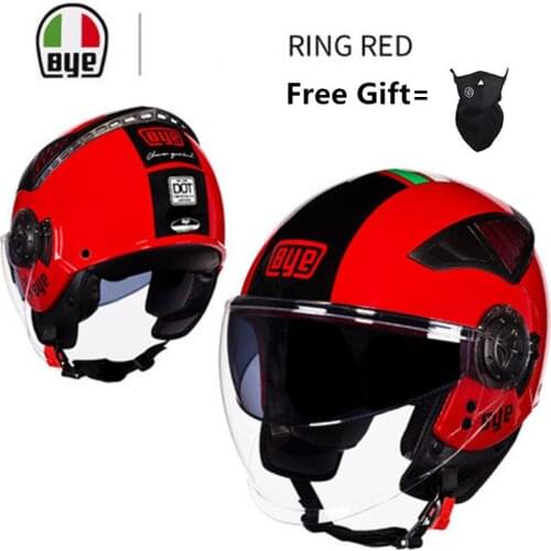 RED Black Adult open Face Helmet Motorcycle Helmet vintage Motorcycle Motorbike Vespa double lens