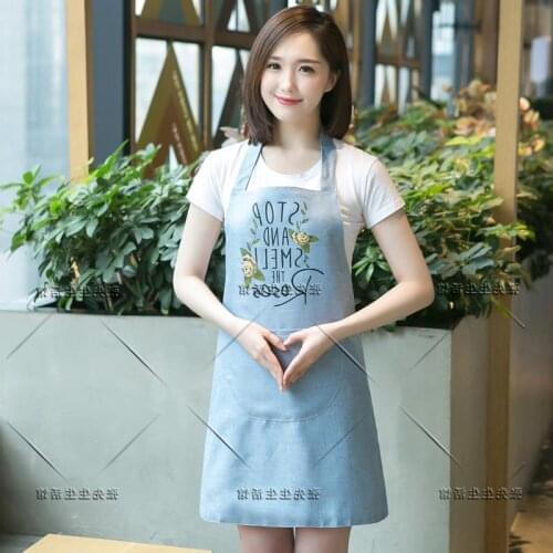 Cooking apron home kitchen waterproof workwear Korean gown oil-proof fashion men and women custom logo printing