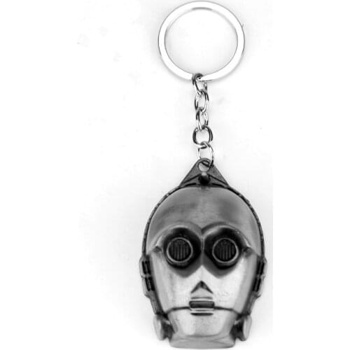 Hot movie Star Wars Keychain Alloy C-3PO Mask Metal Key Rings For Women&Men Chaveiro can Drop-shipping
