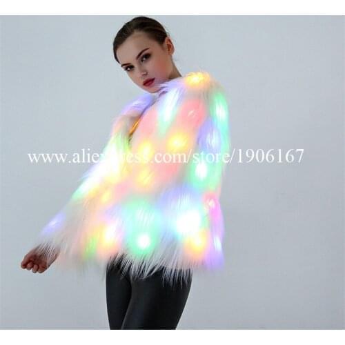 Fashion Led Luminous Colorful Women Christmas Clothes Light Up Led Halloween Masquerade Led New Year Suit Ballroom Costume