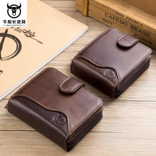 Mens Wallet First Layer Cowhide Mens Leather Multi-card Organ Zipper Wallet Multi-card Card Holder