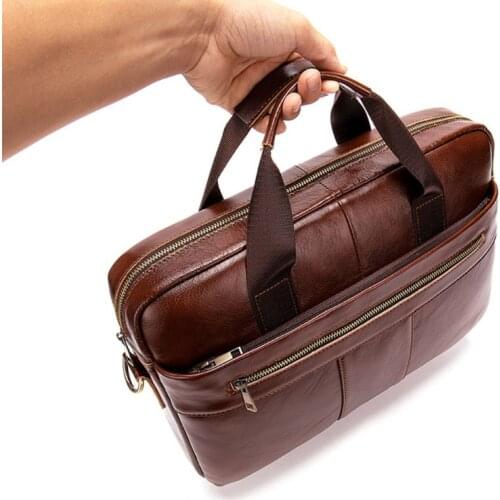 Mens Genuine Leather Briefcase Business Cases Shoulder Messenger Laptop Bag Handbag