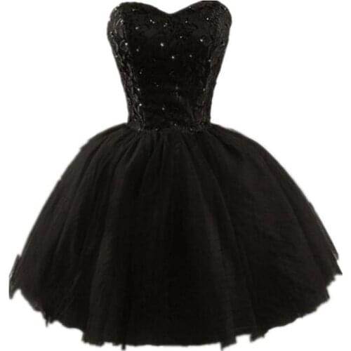 New Little Black Mini Short Tulle Prom Dresses Short Lace Up Tulle Plus Size Cocktail Homecoming Party Gown Sweet 16 Dresses