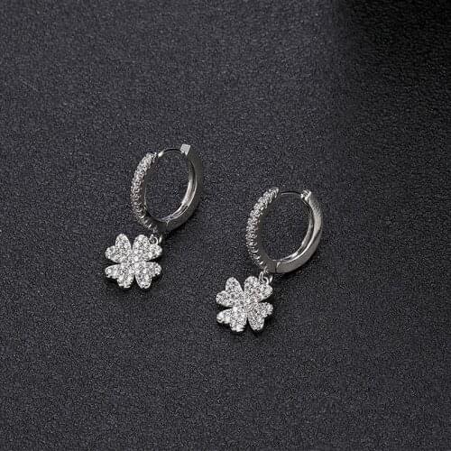 New Fashion Classic Plant Pendant Earrings Mosaic Cubic Zirconia Good Quality Gold Hoop Earrings For Women Jewelry 2020