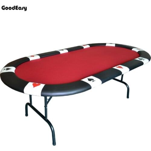 213*107*76cm Oval Casino Foldable Poker Table Texas Hold'em Baccarat Three Fold with Waterproof Fabric Table Top + Tablel Feet