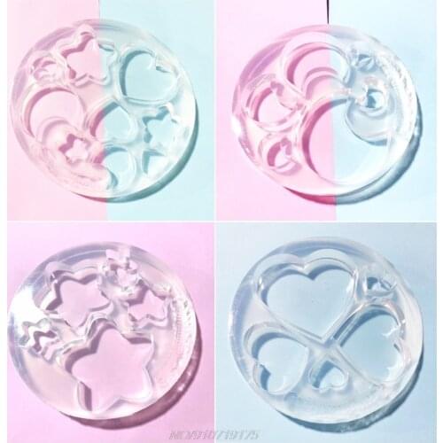 DIY Crafts Crystal Epoxy Resin Mold Love Heart Five-pointed Star Moon Shape Keychain Pendant Casting Silicone Mould N17 20