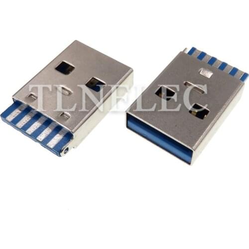 10pcs USB 3.0 Type A Flat Edge Male Plug Connector 9 Pin High Speed Transmission Data Interface Jack Soldering Wire Junctor