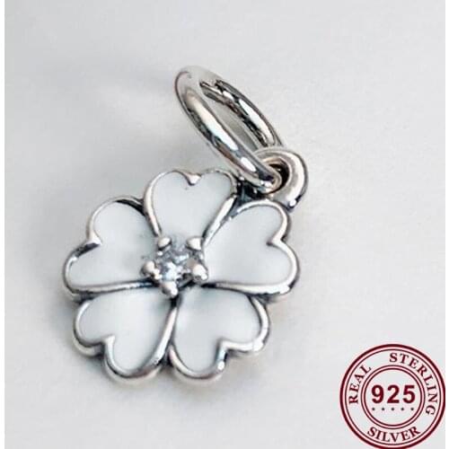 100% 925 Sterling Silver Charm New Fashion Cherry Blossom Pendant Fit Pandora Women Bracelet & Necklace Diy Jewelry