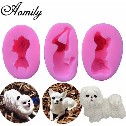 Aomily Pomeranian Chihuahua Shih Tzu Dog Shape Silicone Cake Molds Fondant Mold Chocolate Mold Pastry Cake Mould Baking Molds