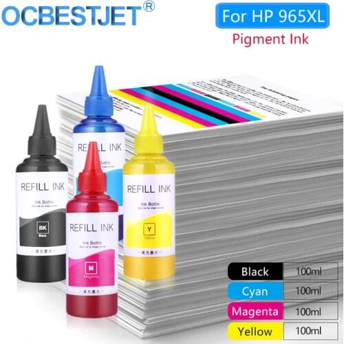 400ml Refill Pigment Ink For HP 965XL for Office Jet Pro 9010 9012 9016 9018 9019 9020 9025 9026 9028 Inkjet Printer