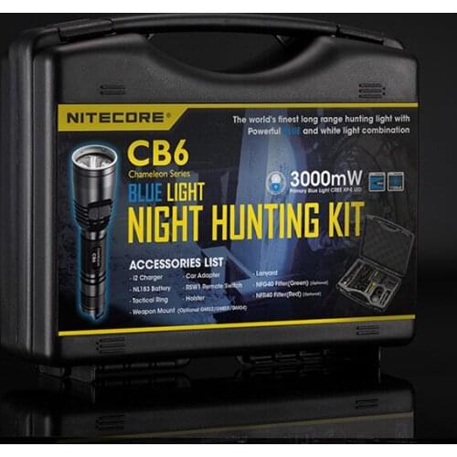 Topsale NITECORE White Blue Light CREE XP-G2 LED CB6 NIGHT HUNTING KIT Outdoor Camping Fishing Tactical Flashlight Lantern Set