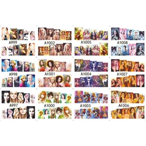 UPRETTEGO 12 PACKS / LOT NAIL ART BEAUTY WATER DECAL SLIDER NAIL FULL COVER LADY COMIC GIRL ELF FIGHTER A997-1008
