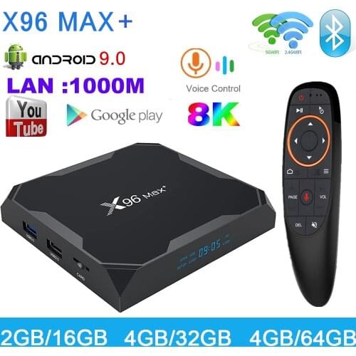 2020 X96 MAX Plus 4GB 64GB Android 9.0 TV Box Amlogic S905X3 Quad Core Dual Wifi BT H.265 8K 24fps Support Youtube X96Max Plus