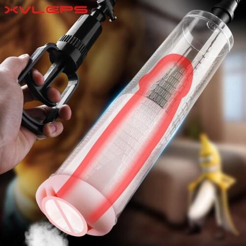 Xvleps Penis Vacuum Pump for Men Cock Enlargement Extender Machine Male Enhancement Masturbator Toys Delayed Ejaculation Trainer