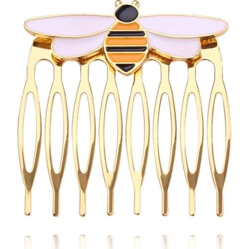 Queen Bee Hair Comb Bee Hairwear Gold Color for Girls Women Ladybug Party Supplies Anime Hairpins Enamel Hair Jewelry Costume