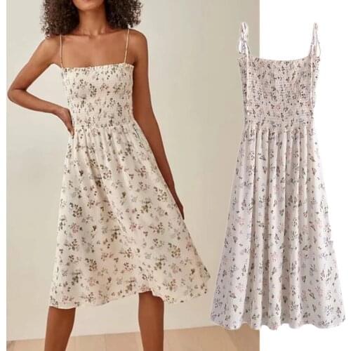 Jenny&Dave Summer Dress Women Enlgand Style Vintage Folk Floral Print Spaghetti Strapless Sexy Dress Vestidos De Fiesta De Noche