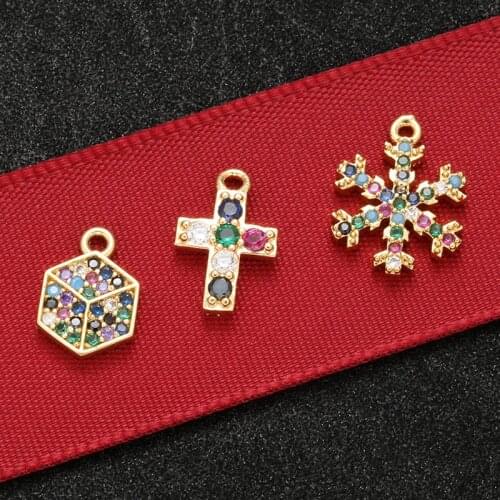 ZHUKOU 11x14mm Fashion Snowflake crystal colorful pendant for women Necklace Earrings Bracelet Jewelry Accessories model:VD475