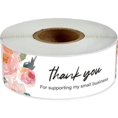 120 Pcs/roll Flower Thank You Stickers Rectangle Seal Labels for Business Package DecorStickers Scrapbooking Stationery Supply
