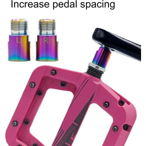 2-piece portable threaded pedal Easy to install colorful axle crank extension extender accessories bicycle pedal gasket adapter