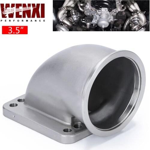3.5" Vband 90 Degree Cast Turbo Elbow Adapter Flange 304 Stainless Steel For T3 T4 Turbocharger WX-TEA35