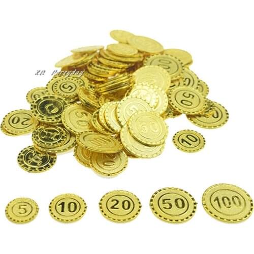 Plastic Gold Treasure Coins Captain Pirate Party Treasure Chest Kids Toy coins birthday Halloween Cosplay Props Christmas Xmas