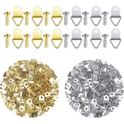 60Pcs Small Triangle Ring Picture Hanger Single Hole Hanger Holder With Screws for Hanging Painting Artwork Picture Frame Photos