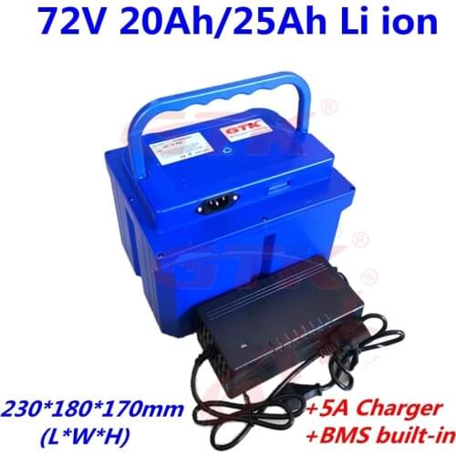 72v 20Ah 25ah lithium ion battery BMS 20s 18650 li-ion batetry pack for 72v 2000w 1500w e bike motorbike solar system+5A Charger