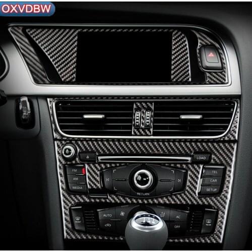 For Audi A4 B8 A5 Accessories Carbon Fiber Car Interior Navigation Air Conditioning CD Control Panel LHD RHD Styling Stickers