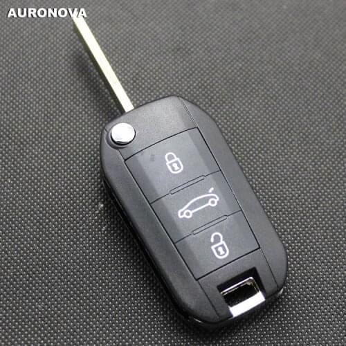 AURONOVA New Replace Folding Key Shell for PEUGEOT 508 Flip Folding Key 3 Buttons Replace Remote Car Key Case