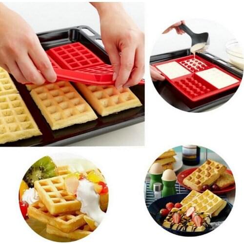 Safety Silicone Mold 4-Cavity Waffles Cake Chocolate Pan Baking Mould Cooking Tools Biscuit Cookie Mold