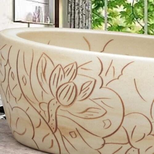 Jingdezhen hand carved art ceramic wash sink for bathroom