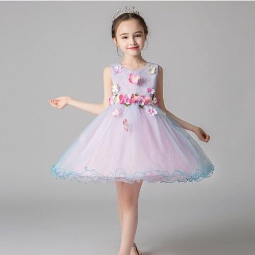 Childrens Princess Dress Girls' Middle And Small Children Dress 3-10 Years Old Shawl Mesh Summer Performance Dress