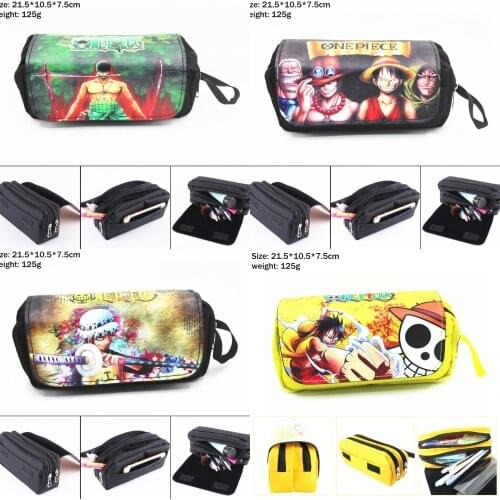 Travel Anime One Piece Luffy Pencil Case Student Canvas Penbag Women Portable Makeupbag Cosmetic Bag Zipper Stationery Bags