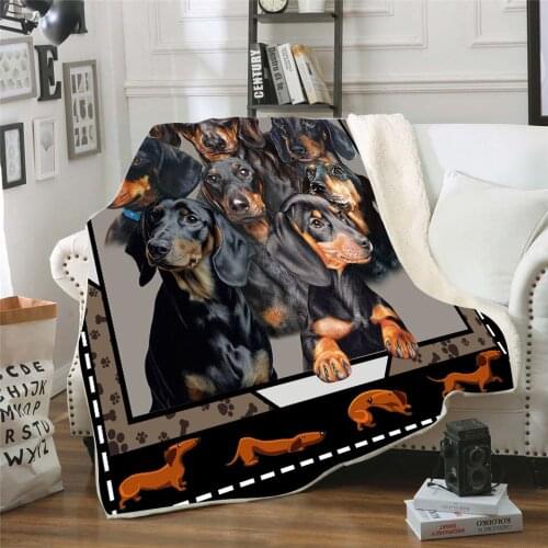 Funny Dachshund 3D Printed Fleece blanket for Picnic Thick Fashionable Bedspread Sherpa Throw Blanket Drop Shipping