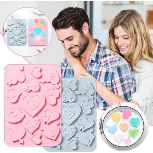 Chocolate Mold Candy Maker Heart Shaped Valentines Day Kitchen Baking Tool Silicone Sugar Mould Bar Block Ice Tray Cake Tool X