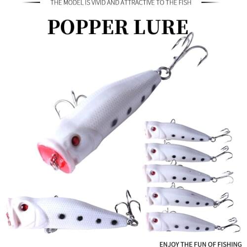 HENGJIA 1PC Popper Luminous Wobbler Fishing Lures 7.5cm/10g Artificial Hard Bait Carp Fishing Pesca Fishing Tackle